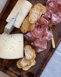High angle view of breakfast on table