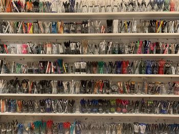 Full frame shot of multi colored pencils in store