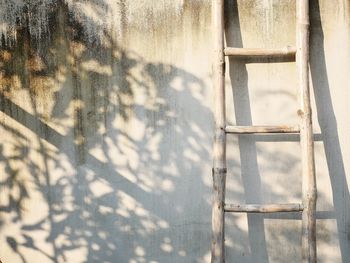 High angle view of ladder on wall