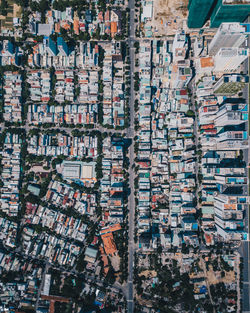 High angle view of buildings in city