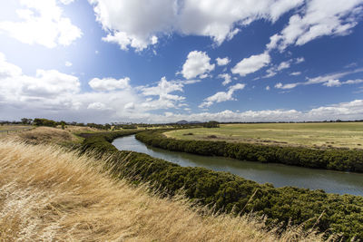 Scenic view of land against sky