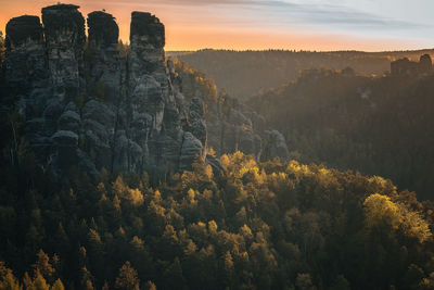View of rock formation at sunset