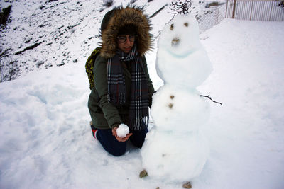 Woman with snow covered face