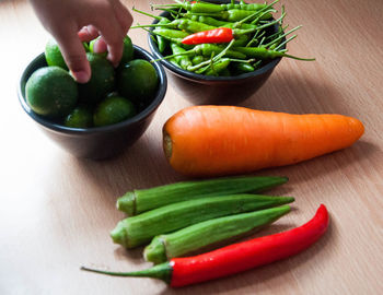 Close-up of vegetables on cutting board