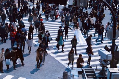 Group of people crossing the street in shibuya