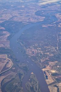 Mississippi river aerial airplane views arkansas. winding river cities united states of america