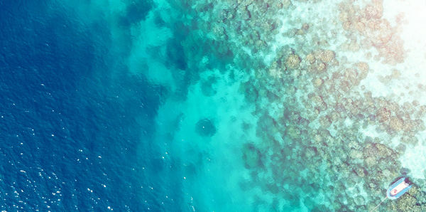 High angle view of swimming pool in sea