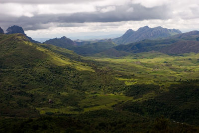 Scenic view of mountains against sky