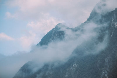 Scenic view of mountains against sky during winter