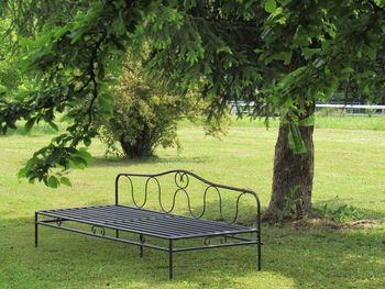 Empty bench in park