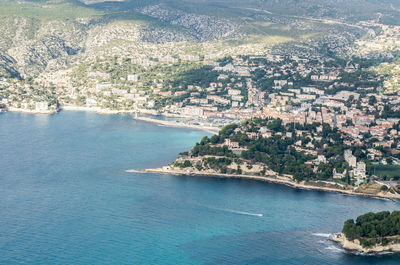 High angle view of city