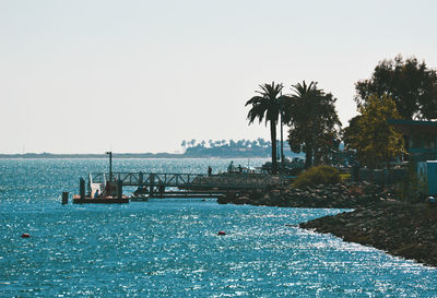 Scenic view of sea against clear sky