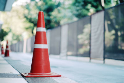 View of traffic cone on road