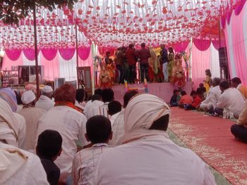 Rear view of people in temple