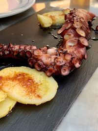 High angle view of breakfast served on table