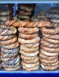 Close-up of sausages in market