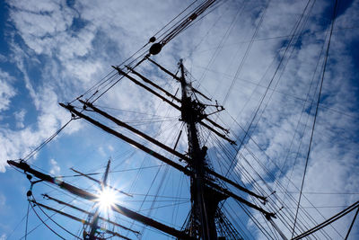 Low angle view of sailboat against sky