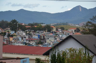 High angle view of townscape against sky