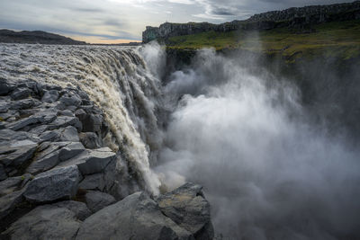 Scenic view of waterfall