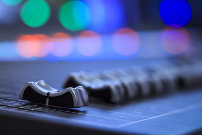 Detail shot of mixing console