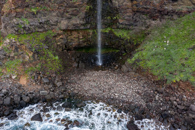 Water flowing through rocks