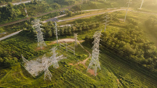 High angle view of trees on landscape