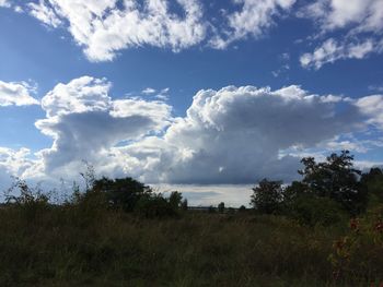 Scenic view of landscape against cloudy sky