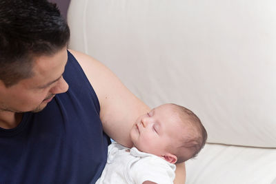 Cute baby mother and daughter at home