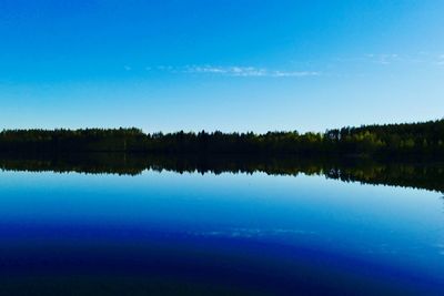 Scenic view of lake against blue sky