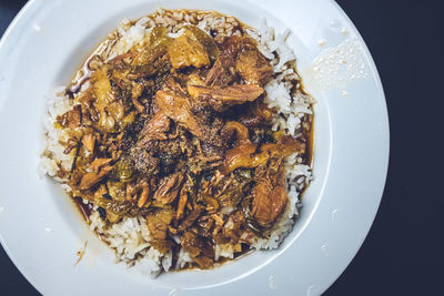 High angle view of meal served in plate