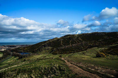 Scenic view of land against sky