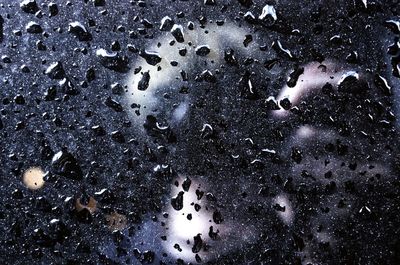 Rain drops on water