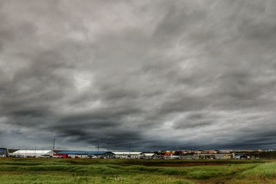 Storm clouds over landscape