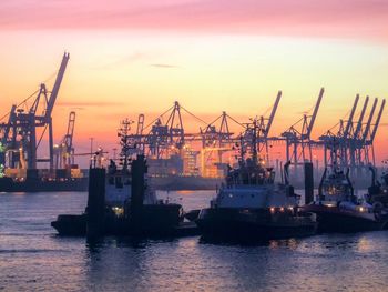 Commercial dock at sunset