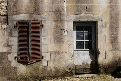 Close-up of window of historical building