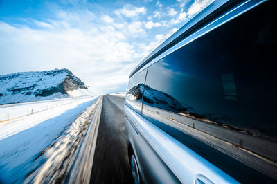 Panoramic view of snowcapped mountain against sky