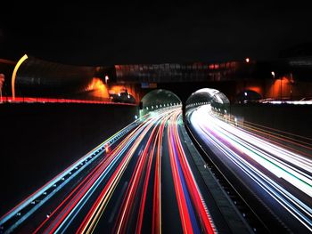 Light trails on highway at night