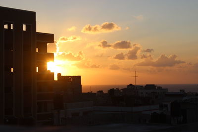 Sunset over city
