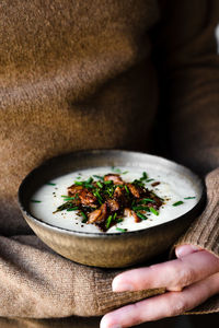 High angle view of salad in bowl