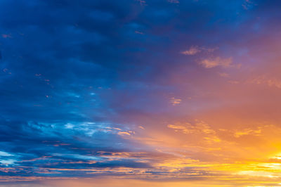 Low angle view of sky at sunset