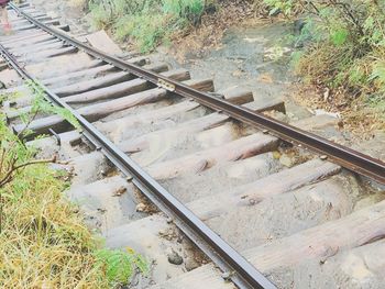 High angle view of railroad tracks