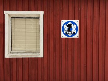 Information sign on window of building