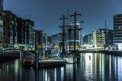 Sailboats moored at port of hamburg