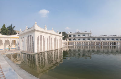 Reflection of building in water