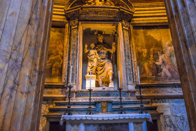 Low angle view of statues on building