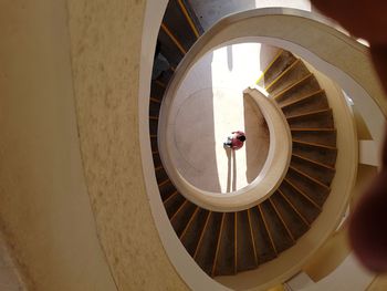 High angle view of spiral stairs