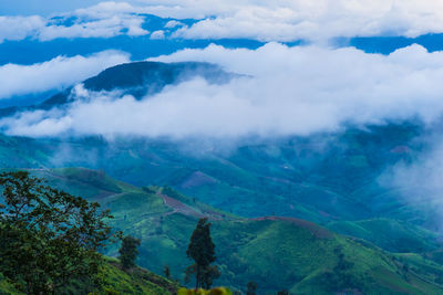 Scenic view of mountains against sky