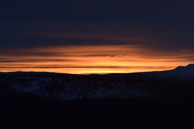 Scenic view of silhouette landscape against sky during sunset