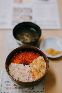 High angle view of food on table