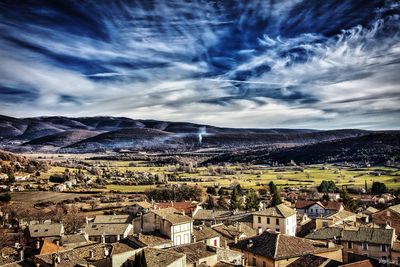 High angle view of townscape against sky